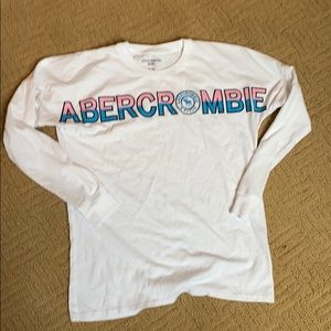 Abercrombie kids white long sleeved logo shirt